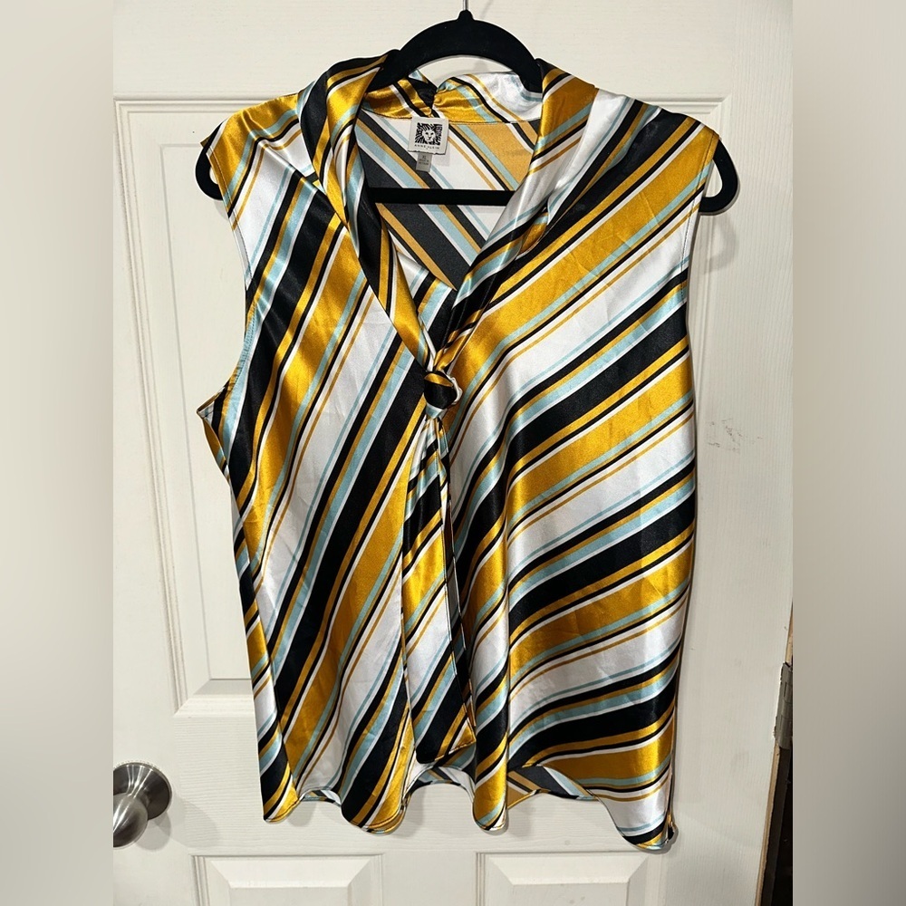 Anne Klein Sleeveless Satin Tie Top XL